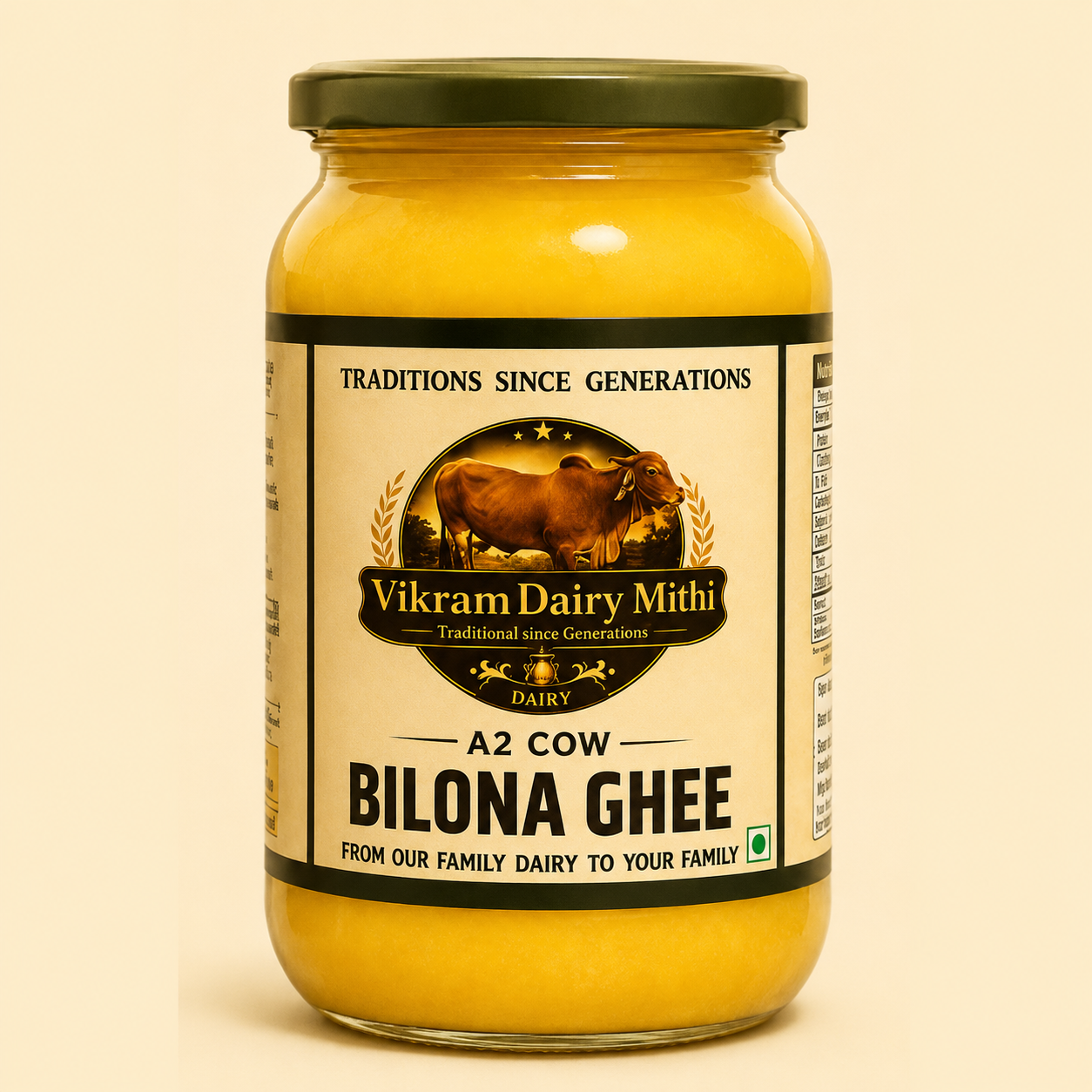 VIKRAM DAIRY Traditional Bilona Ghee (1L Glass Jar)