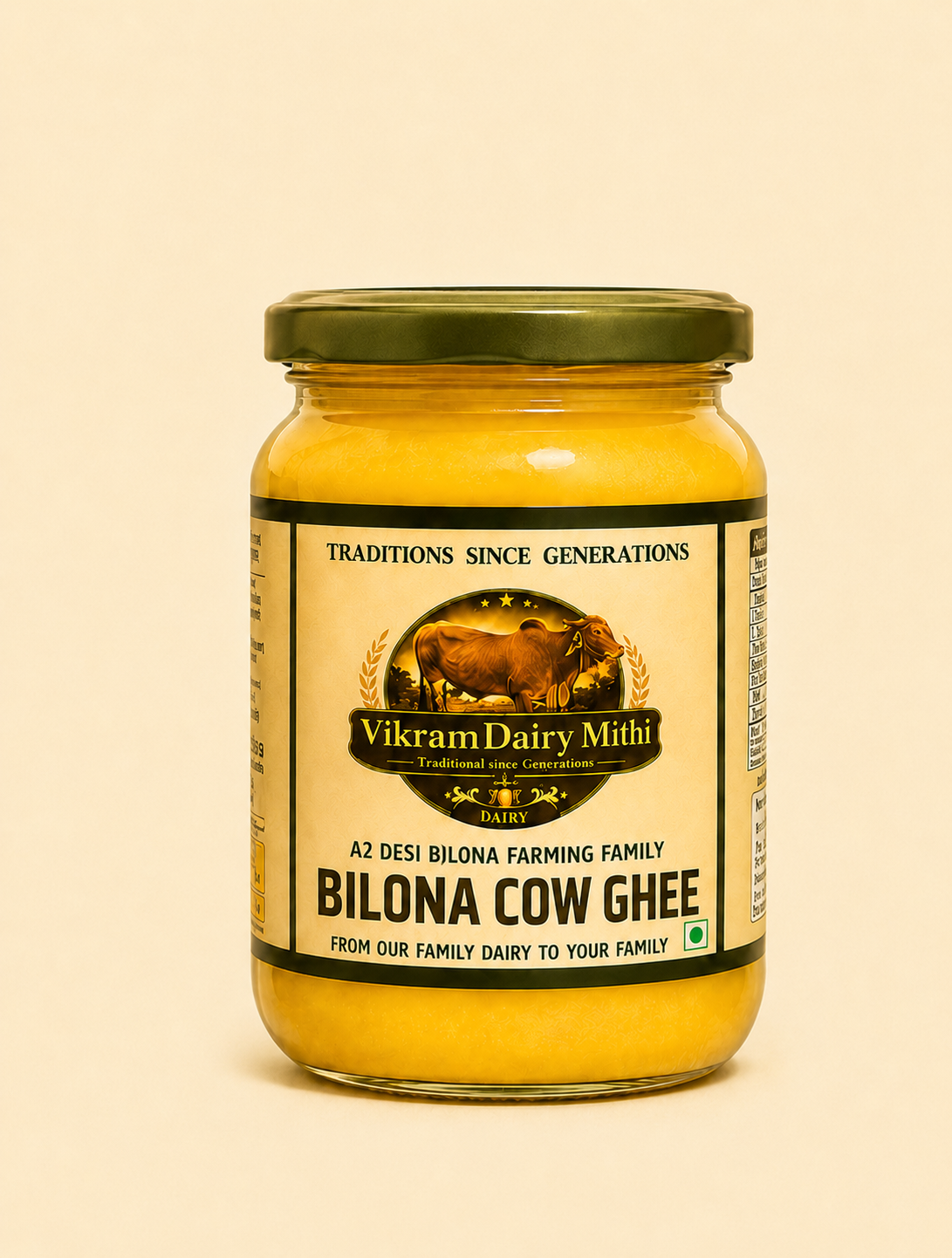 VIKRAM DAIRY Pure Bilona Ghee (500 ML Glass Jar)
